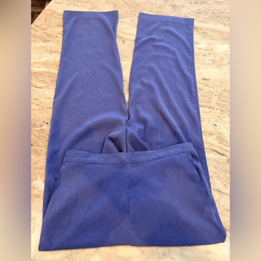 Alfred Dunner Pull On Pants Blue Elastic Waist Size 8 Straight Leg